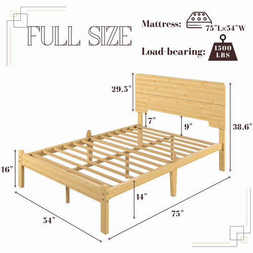 14 inch Bamboo Full Bed Frame with Headboard G939473