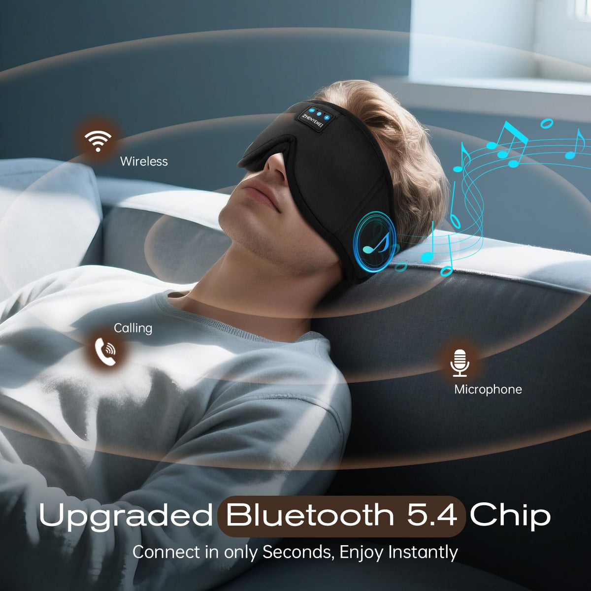 Black Bluetooth Sleep Mask with Headphones A332