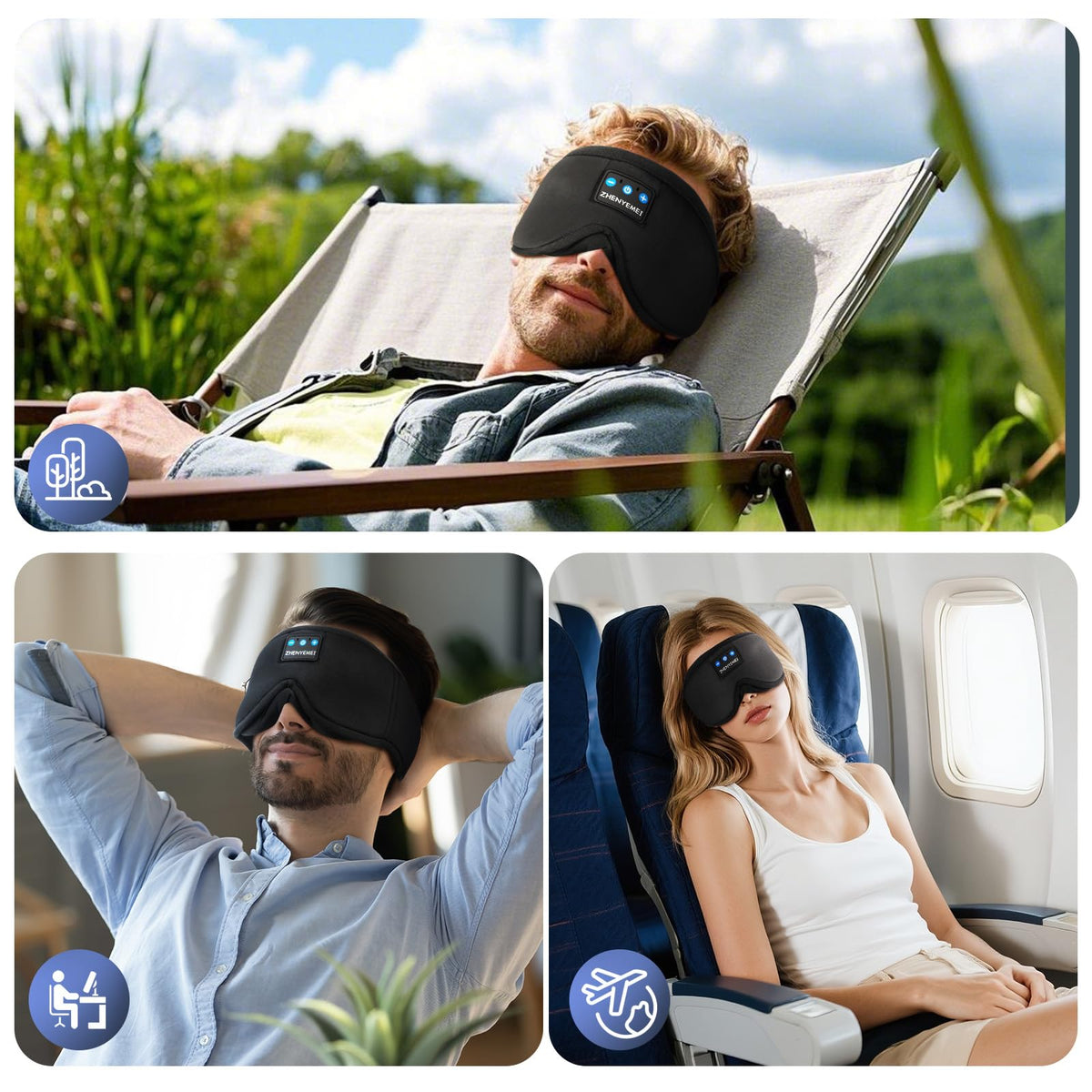 Black Bluetooth Sleep Mask with Headphones A332