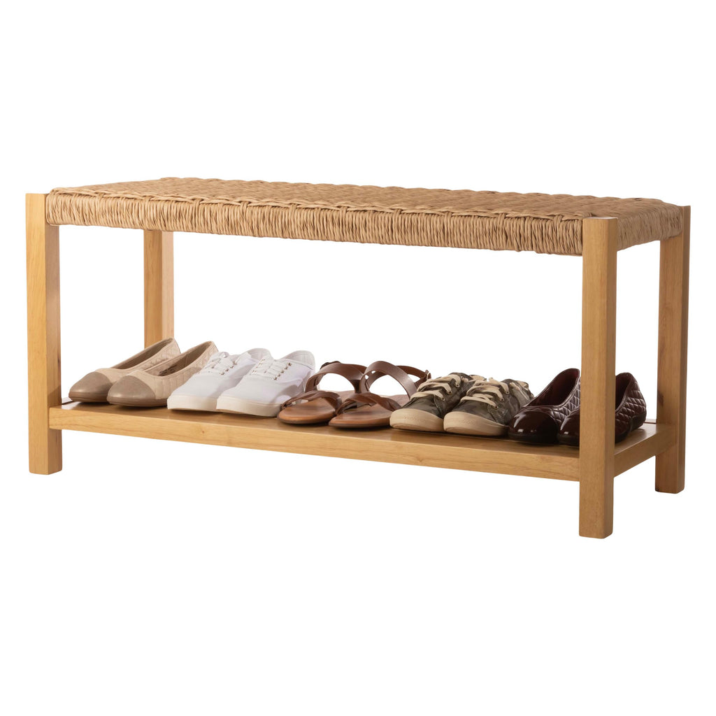 Solid Wood Entryway Bench with Shoe Storage V648798