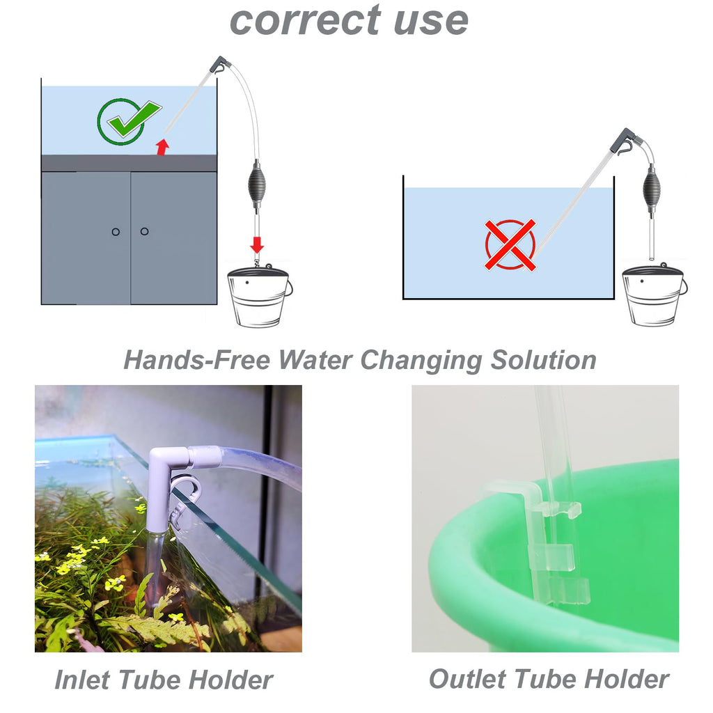 Compact Aquarium Siphon Vacuum and Water Changer Kit with Cleaning Brush P437