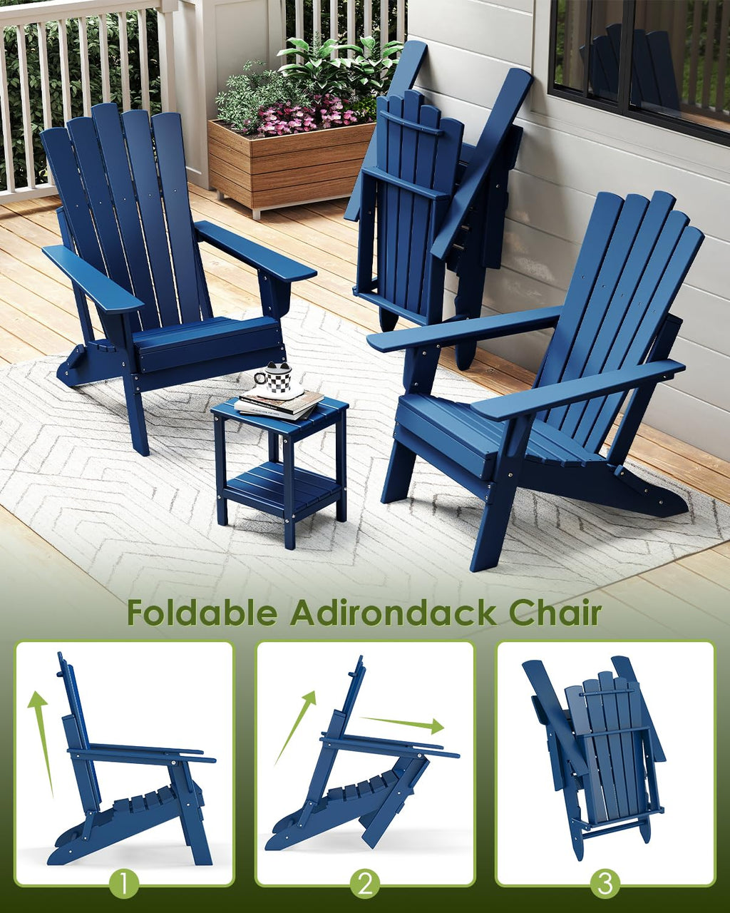 Blue Folding Adirondack Chairs Set of 2 J820641