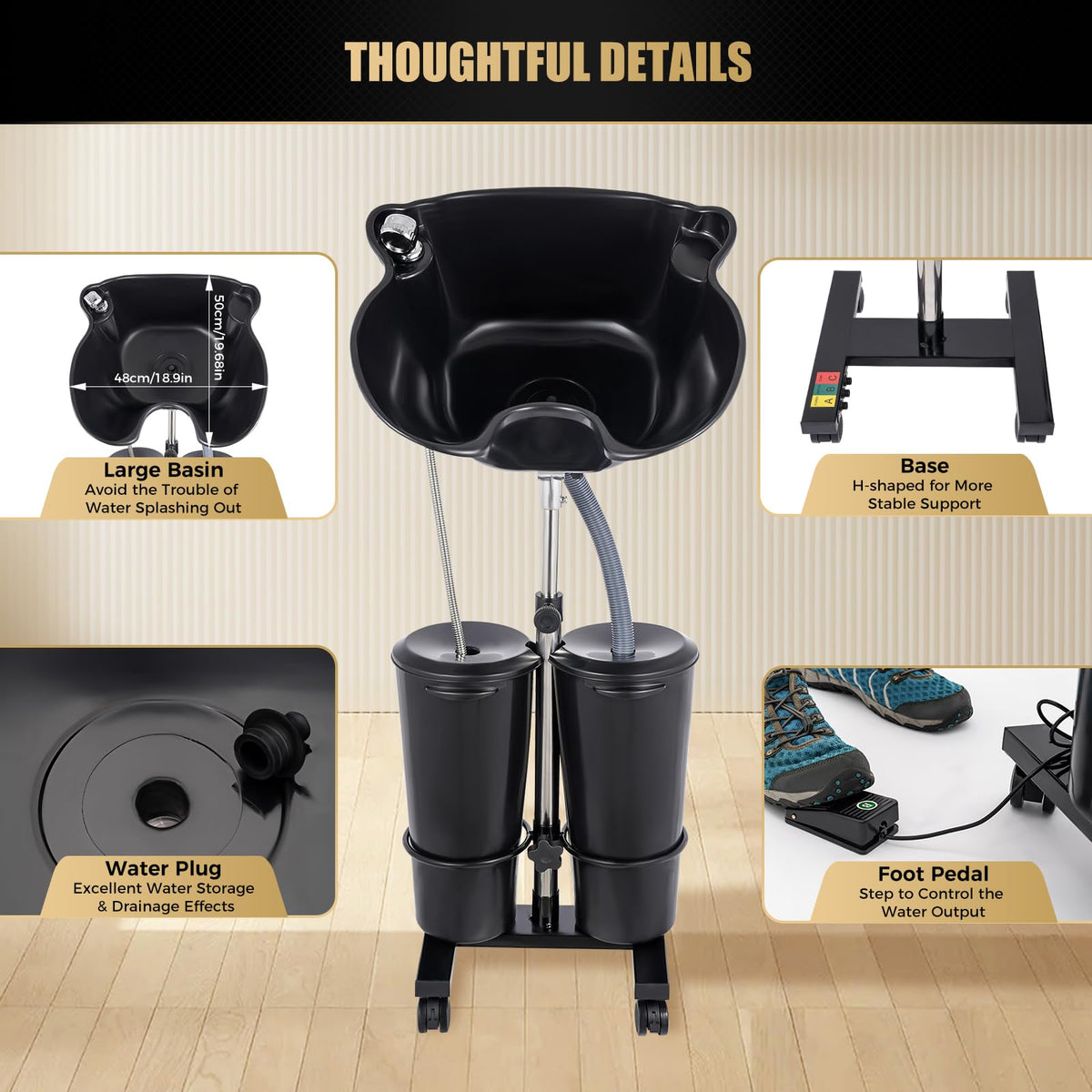 Portable Shampoo Basin with 2 Water Buckets L94435