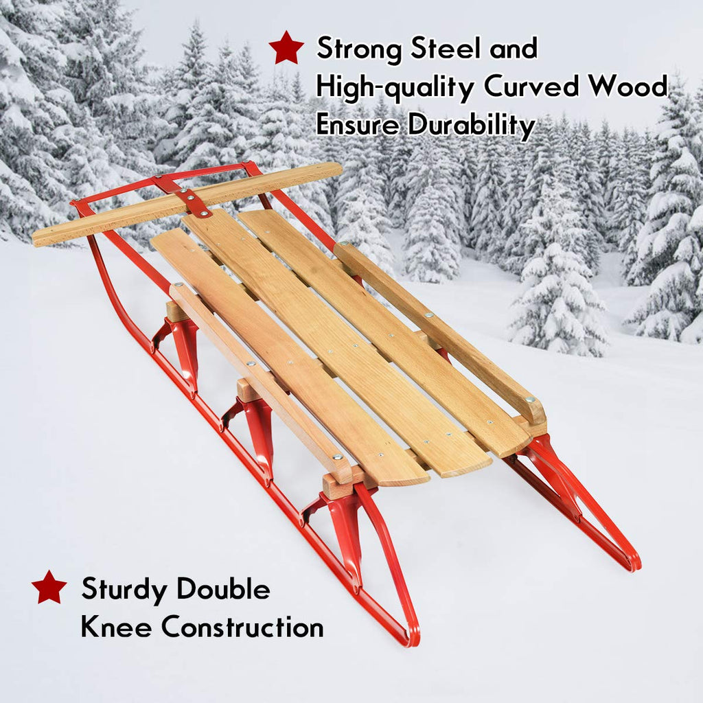 Wood Sled with Metal Runners and Steering Bar R44218