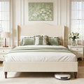 Queen Size Fabric Upholstered Platform Bed with Wooden Slats M737328