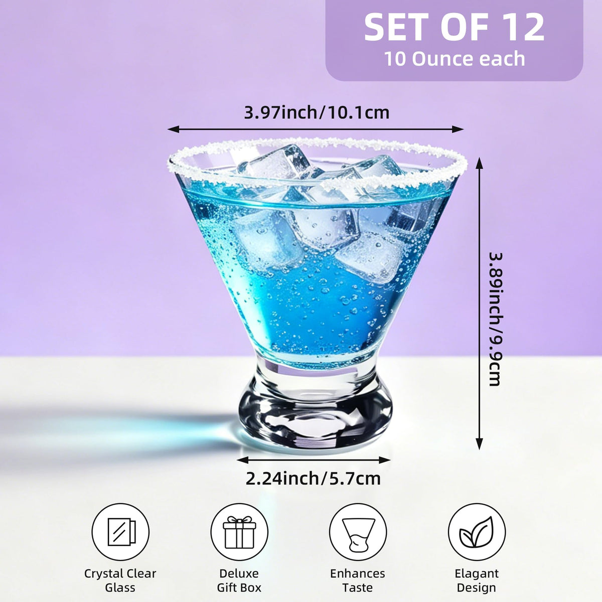 Stemless Martini Glasses Set of 12 A820