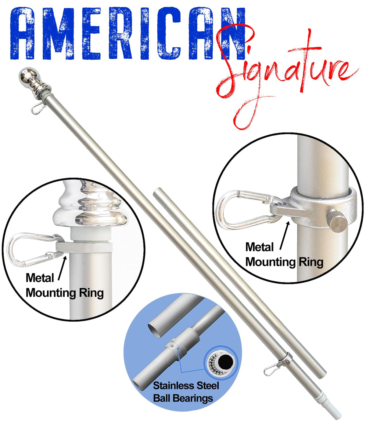 5 ft Heavy-Duty Aluminum Tangle Free Spinning Flag Pole F20759