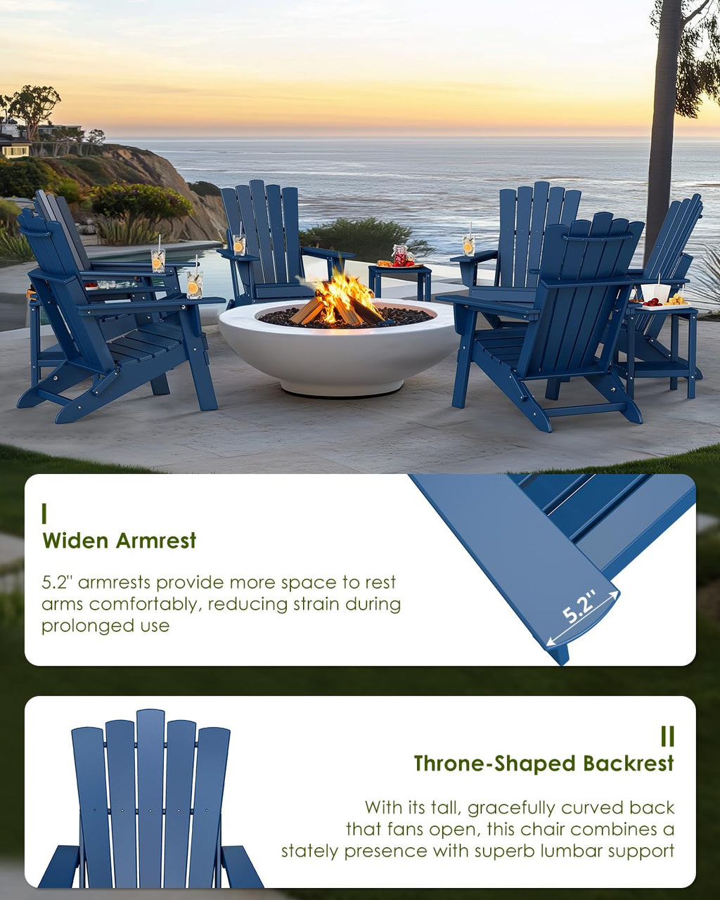 Blue Folding Adirondack Chairs Set of 2 J820641