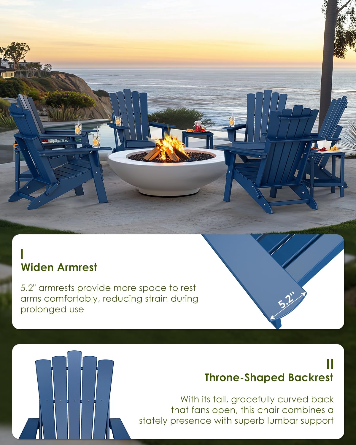 Blue Folding Adirondack Chairs Set of 2 J820641