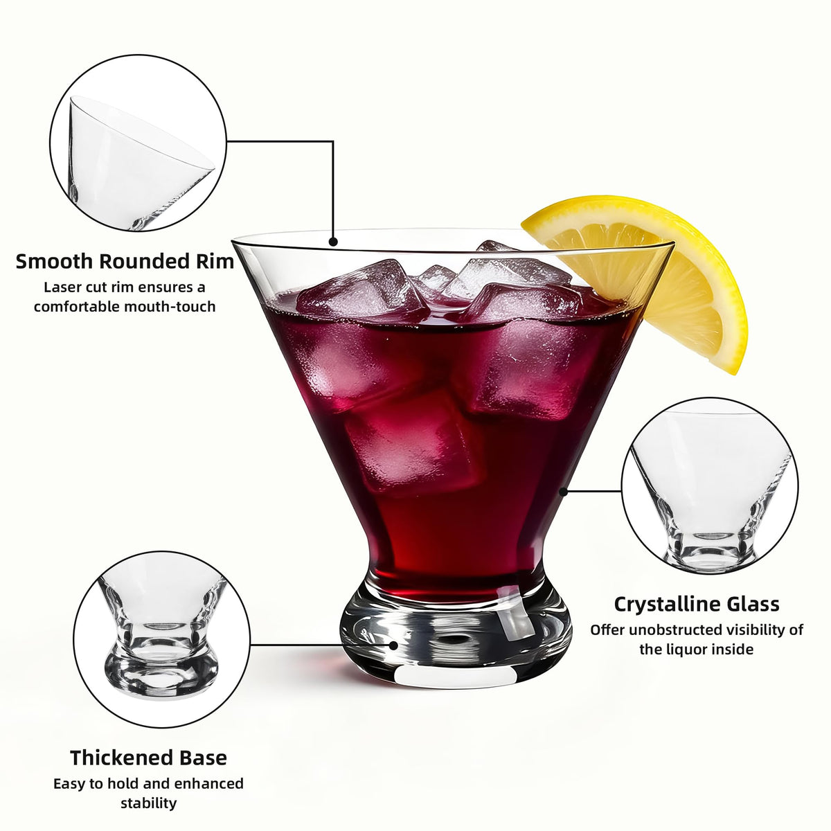 Stemless Martini Glasses Set of 12 A820
