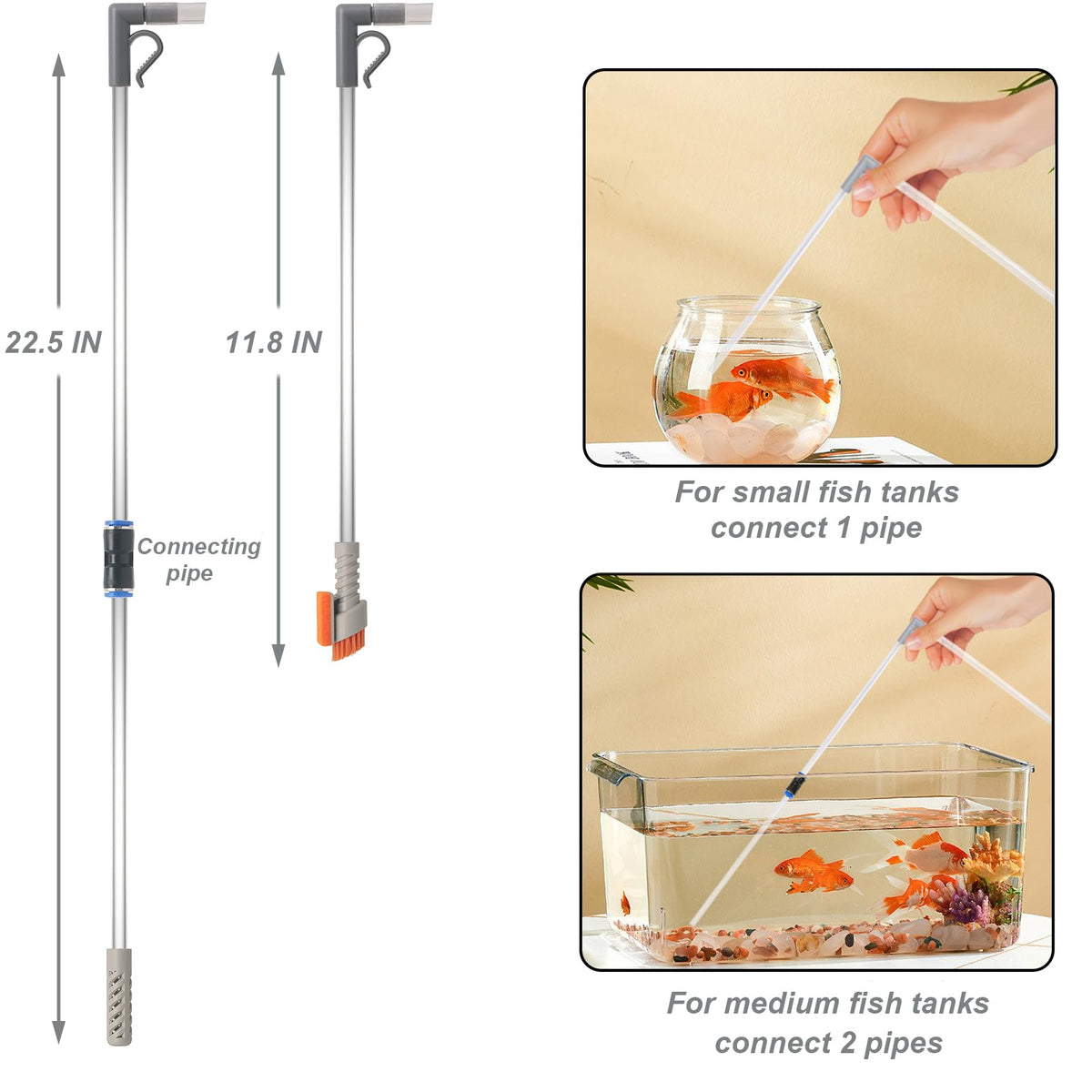 Compact Aquarium Siphon Vacuum and Water Changer Kit with Cleaning Brush P437