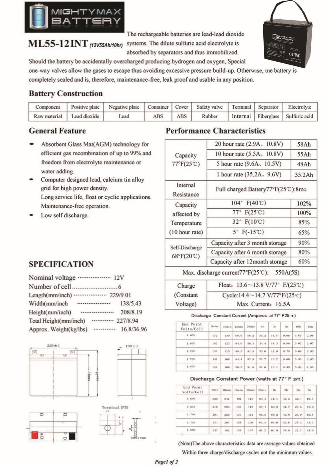 12V 55AH AGM Car and Truck Battery X212