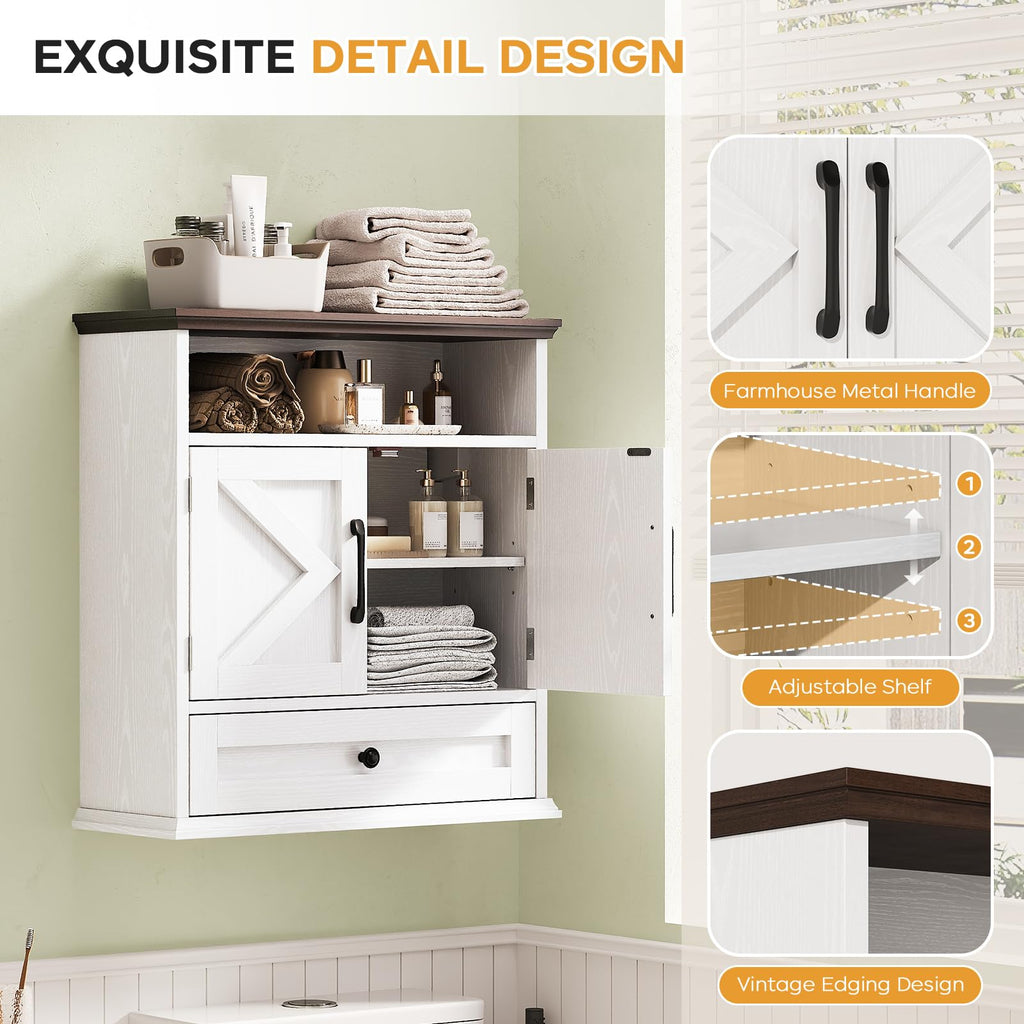 Wall Mounted Bathroom Cabinet 24.4"H x 23.6"W x 9"D V6669