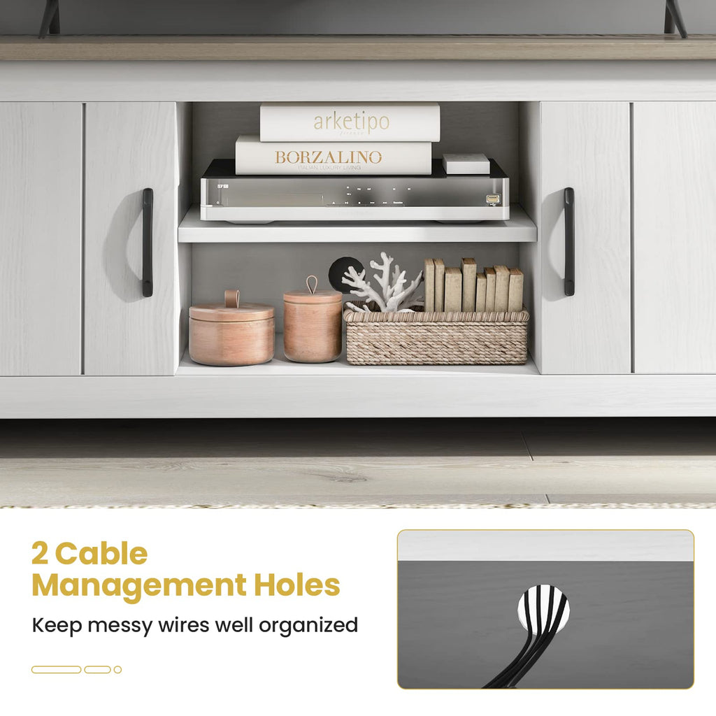 2 Doors TV Stand with 2 Cabinets & Open Shelves X648076