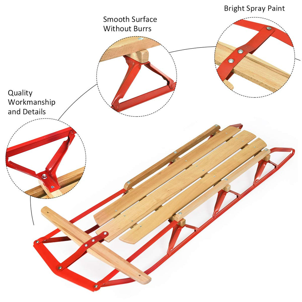 Wood Sled with Metal Runners and Steering Bar R44218