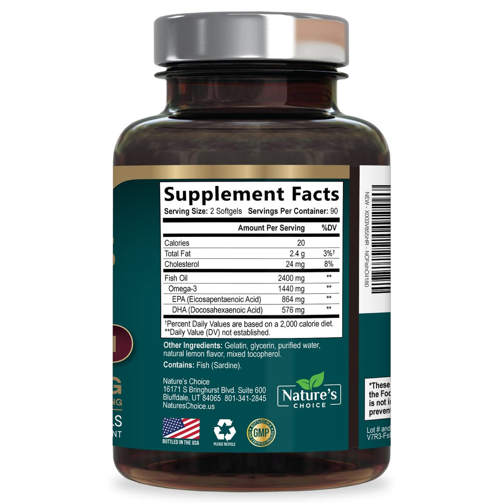 Omega 3 Fish Oil 2400mg Softgels F460