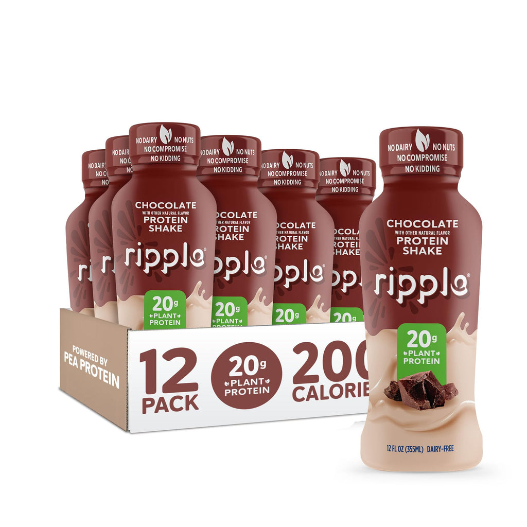 Chocolate Plant Based Protein Shake 20g Pea Protein Vegan Non GMO 12 Fl Oz Bottles Pack of 12 W665
