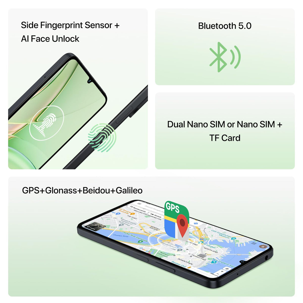 Unlocked Android 14 Smartphone 256GB Octa-Core 6.75" HD+ 5000mAh 4G Dual SIM R343