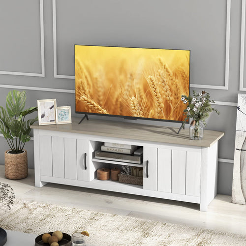 2 Doors TV Stand with 2 Cabinets & Open Shelves X648076