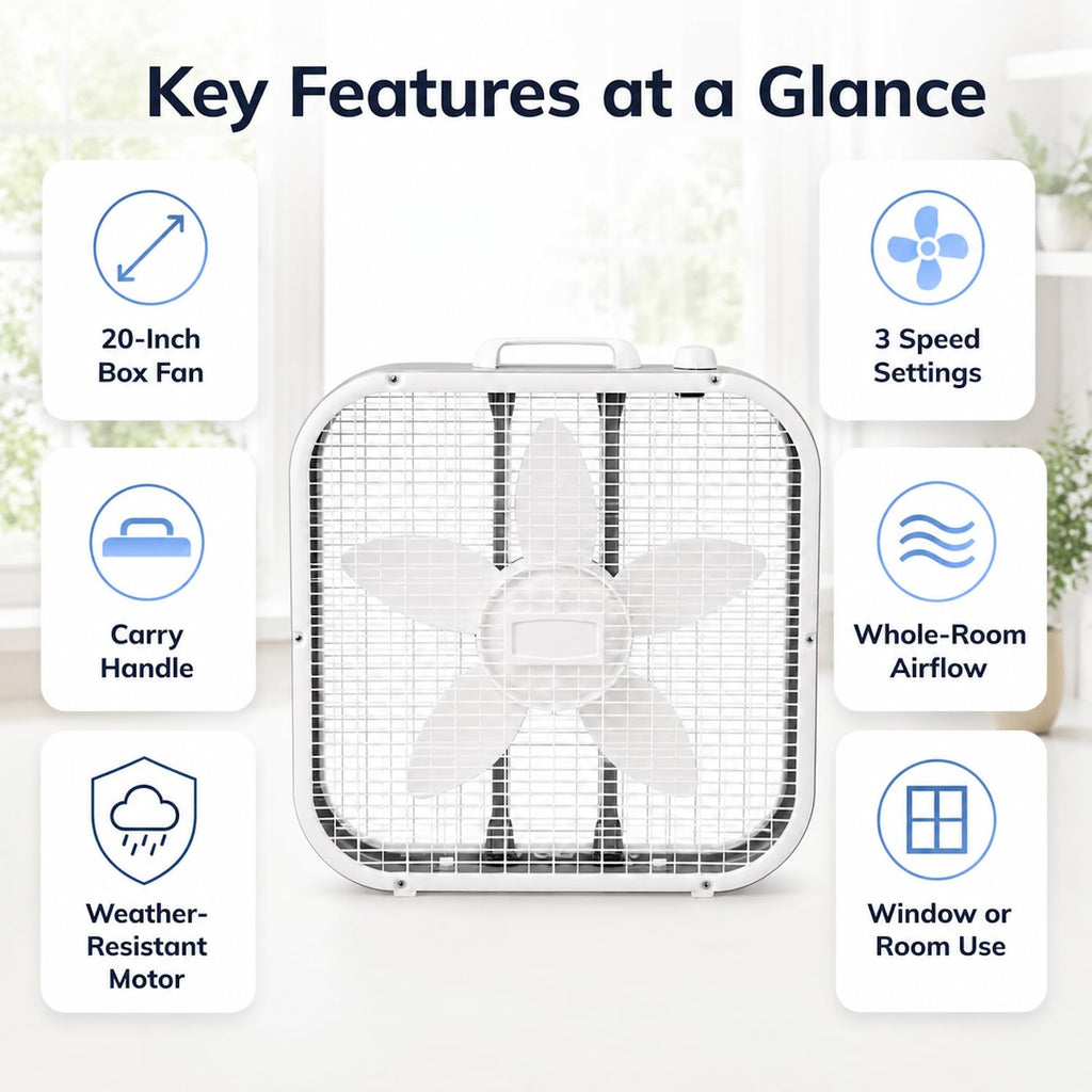 20 Inch 3 Speeds Box Fan W55178