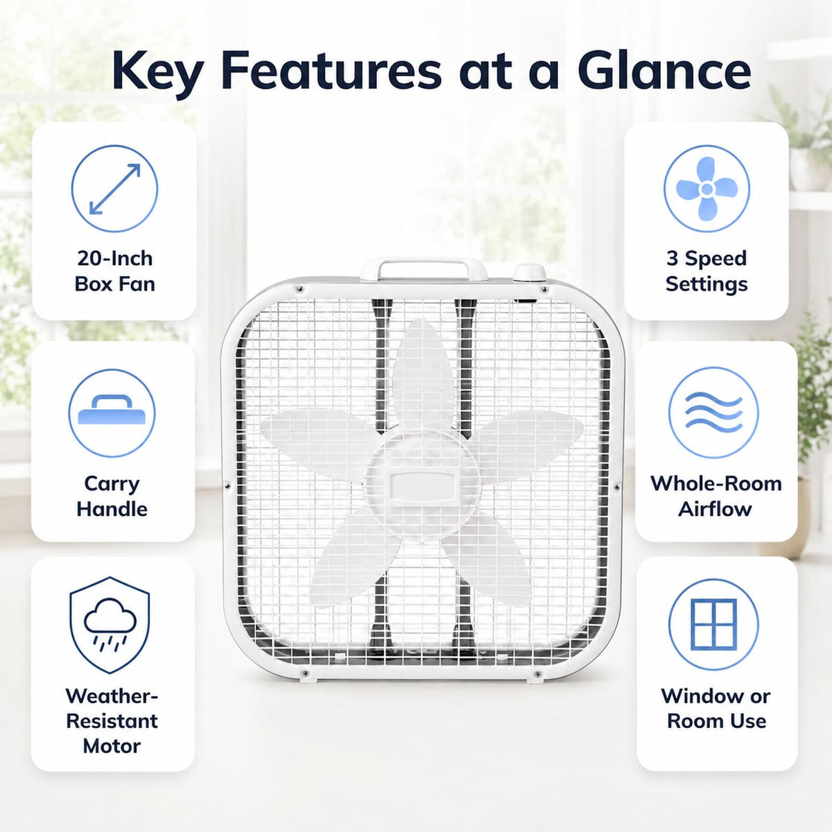20 Inch 3 Speeds Box Fan W55178