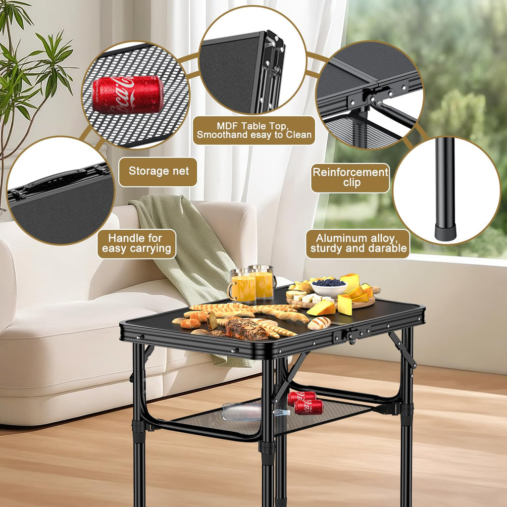 2 FT Folding Camping Table with 3 Adjustable Height Z95340
