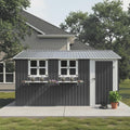 12x10 FT Grey Metal Storage Shed with Clear Windows E289