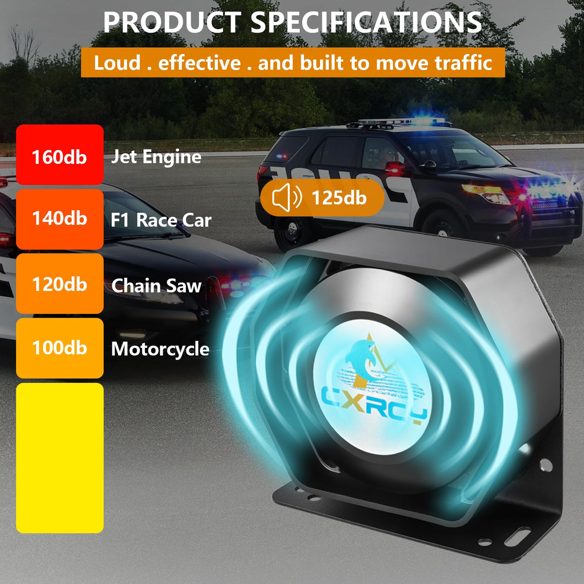 12V 200W Police Siren PA System with Wireless Mic E1303