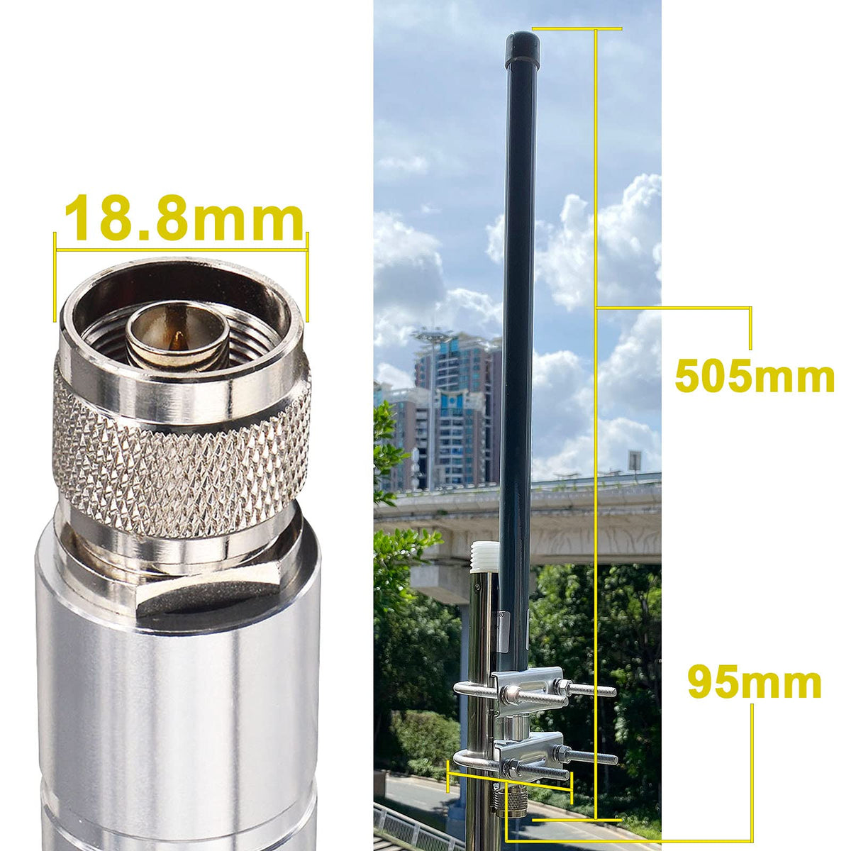 915MHz 5.8dBi Omni Wideband Antenna N Male IP67 Waterproof Y278692