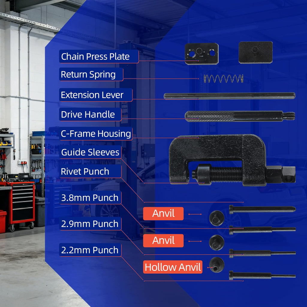 13PCS Motorcycle Chain Breaker Kit with Storage Case D6103