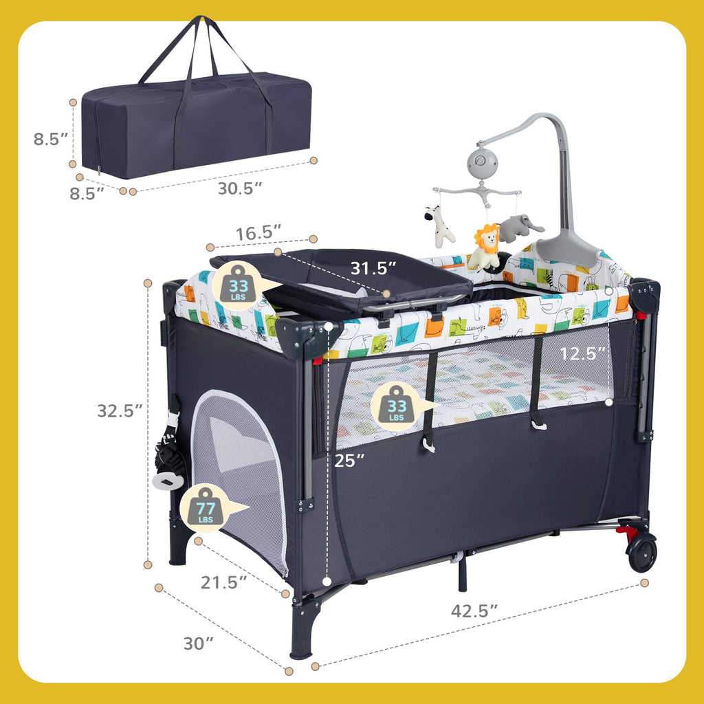 5 in 1 Baby Bedside Sleeper with Changing Table and Mattress Y426898