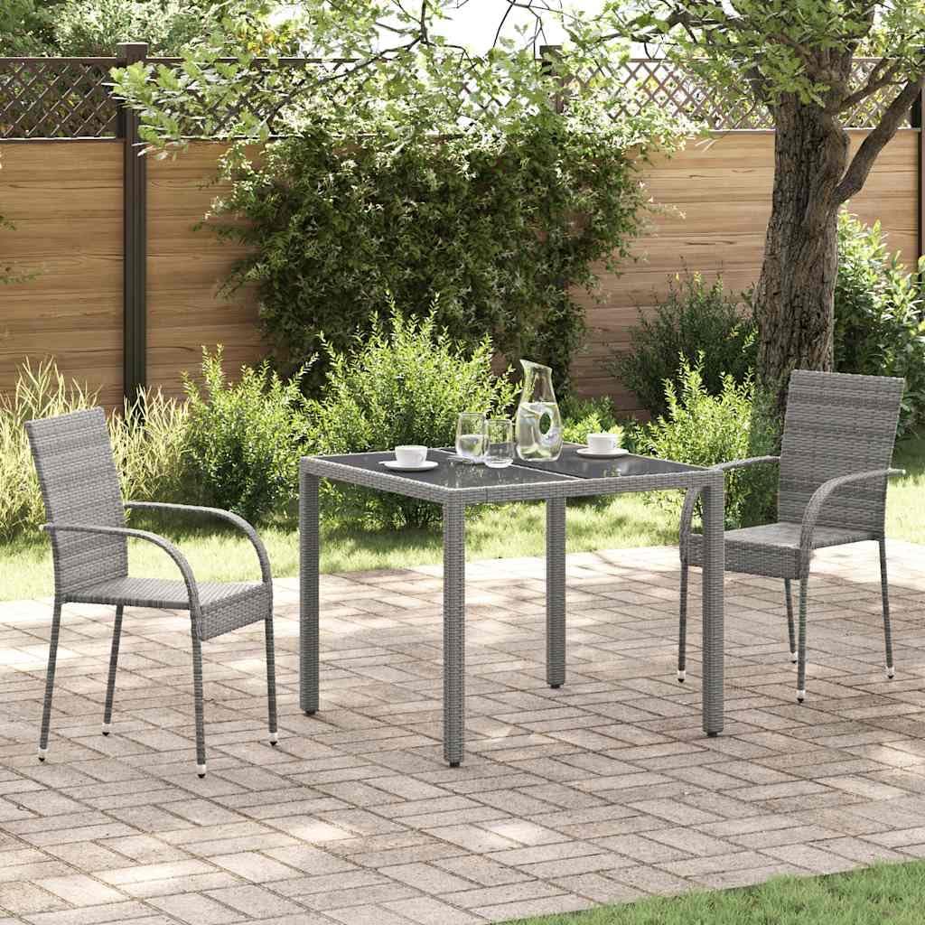 Grey Poly Rattan Stacking Outdoor Dining Chairs Set of 2 W7835
