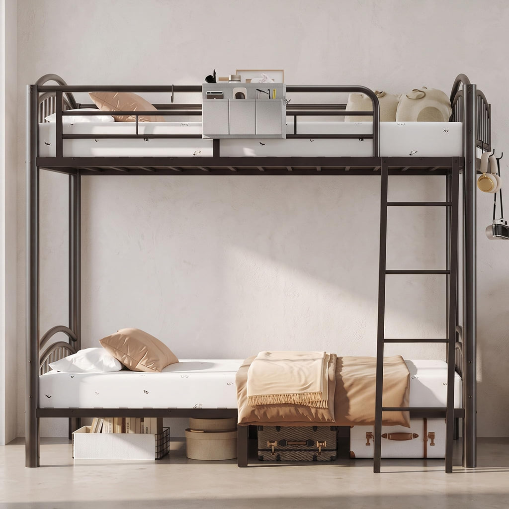 Twin Over Twin Metal Bunk Bed with Ladder Y1746