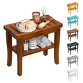Teak Shower Bench Stool with Storage Shelf I625
