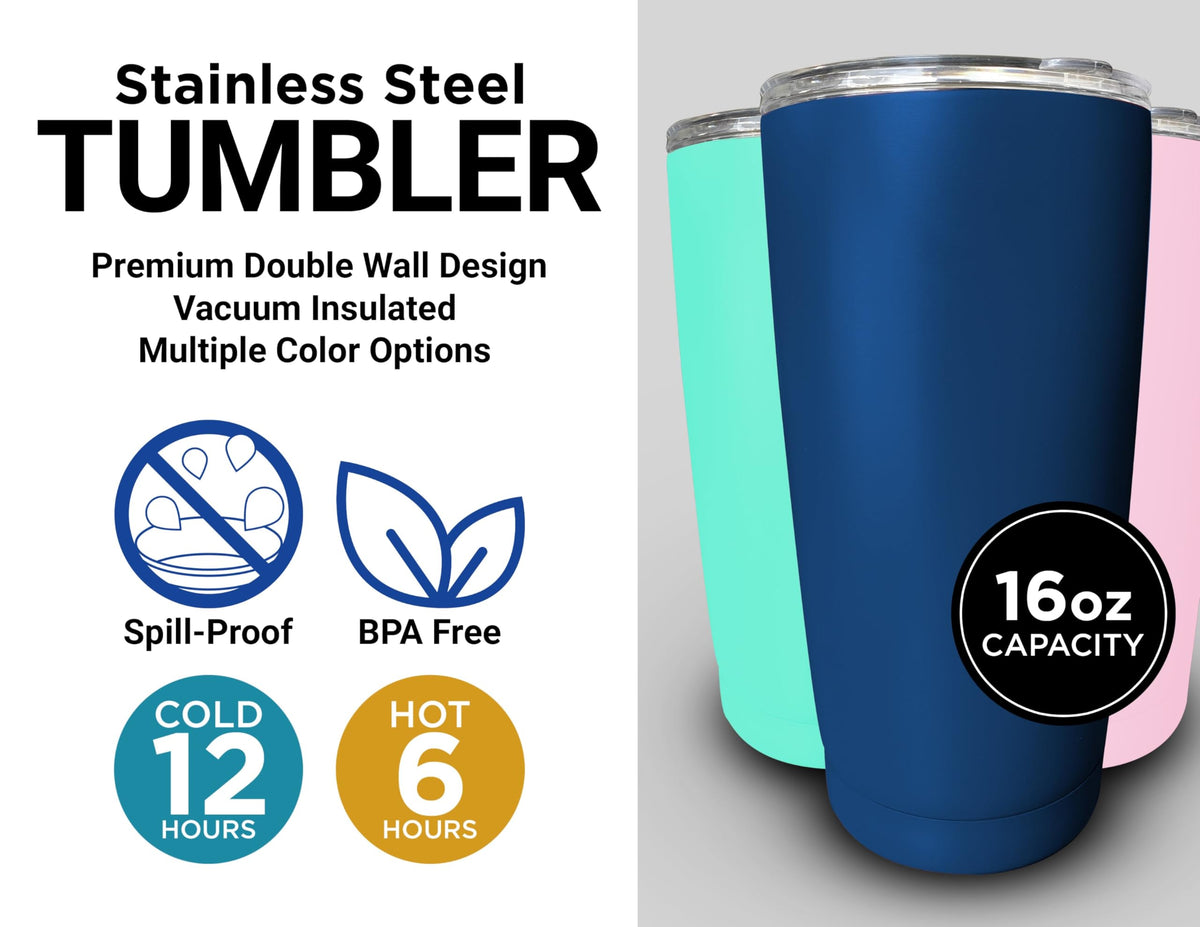 16 oz Insulated Stainless Steel Tumblers 2 Pack Black B523
