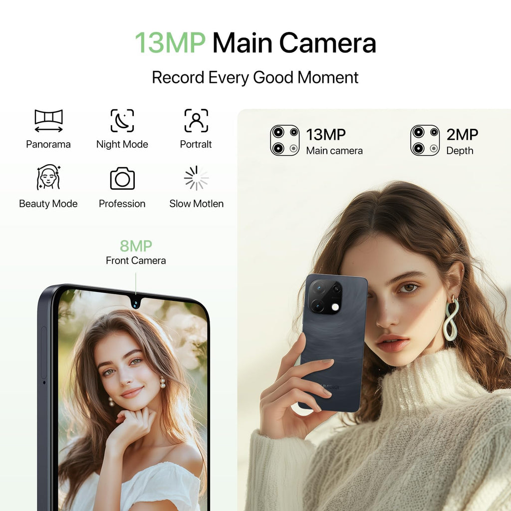 Unlocked Android 14 Smartphone 256GB Octa-Core 6.75" HD+ 5000mAh 4G Dual SIM R343