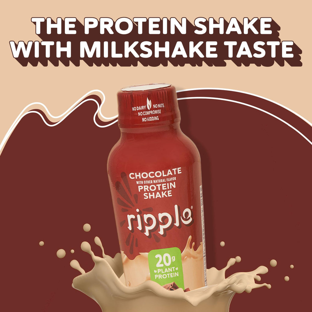 Chocolate Plant Based Protein Shake 20g Pea Protein Vegan Non GMO 12 Fl Oz Bottles Pack of 12 W665