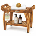 24" Teak Shower Bench with Arms & Storage Shelf V501