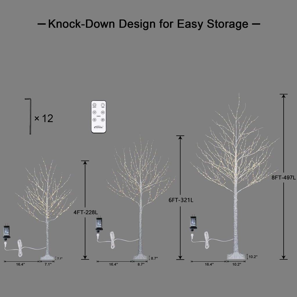 Lighted Birch Twig Tree with Fairy Lights, Pack of 3 Warm White T95904