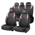 Black Pink Faux Leather Car Seat Covers Full Set O2526