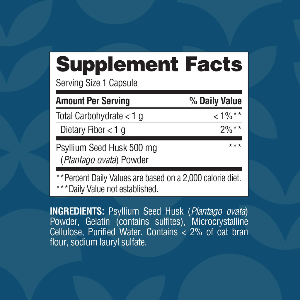 Psyllium Husk 500 mg Capsules 200 Count F4693