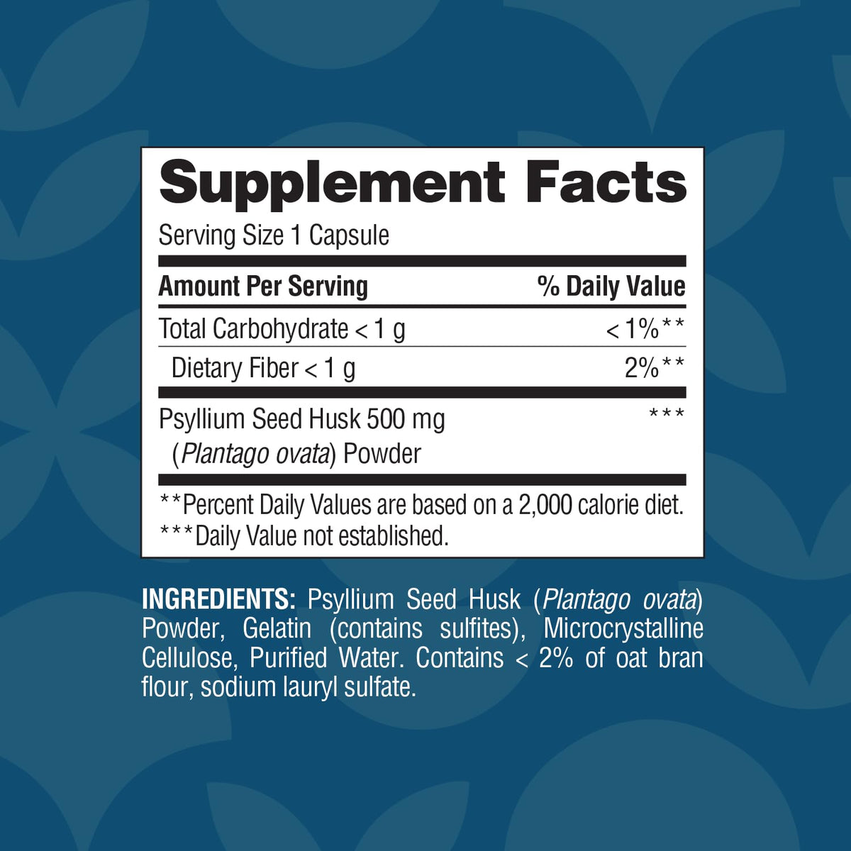 Psyllium Husk 500 mg Capsules 200 Count F4693