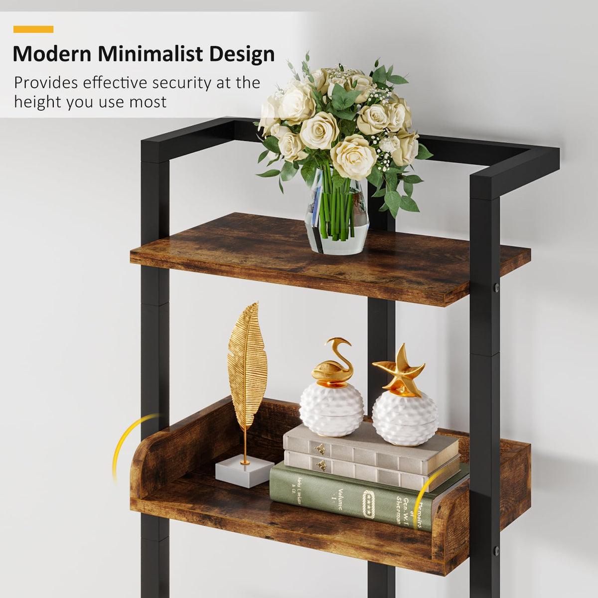 5 Tier Wood Bookcase with Metal Edge Protection D877214