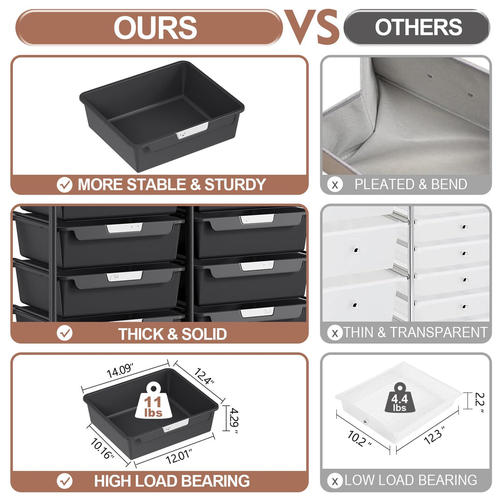 10 Drawer Rolling Storage Cart with Wooden Tabletop I299772
