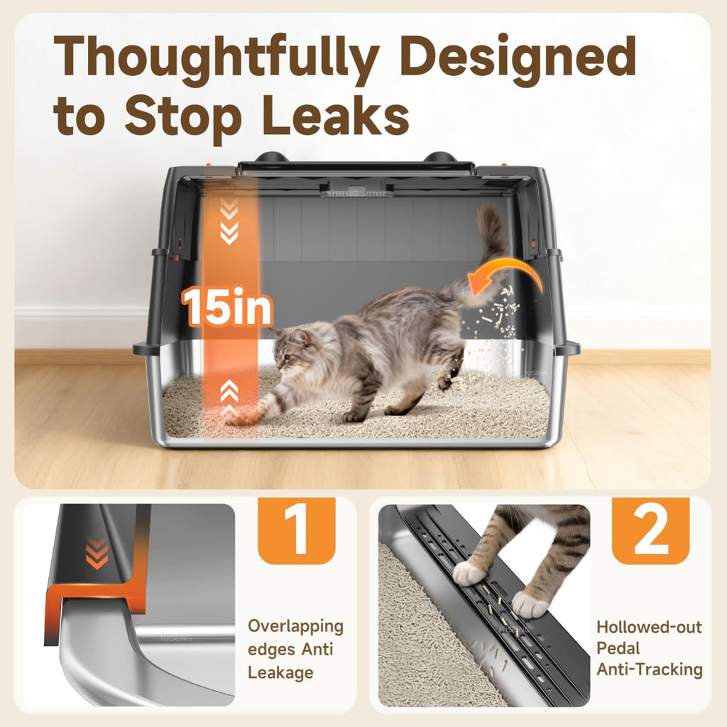 Stainless Steel High Sided Enclosed Litter Box with Lid Y626766