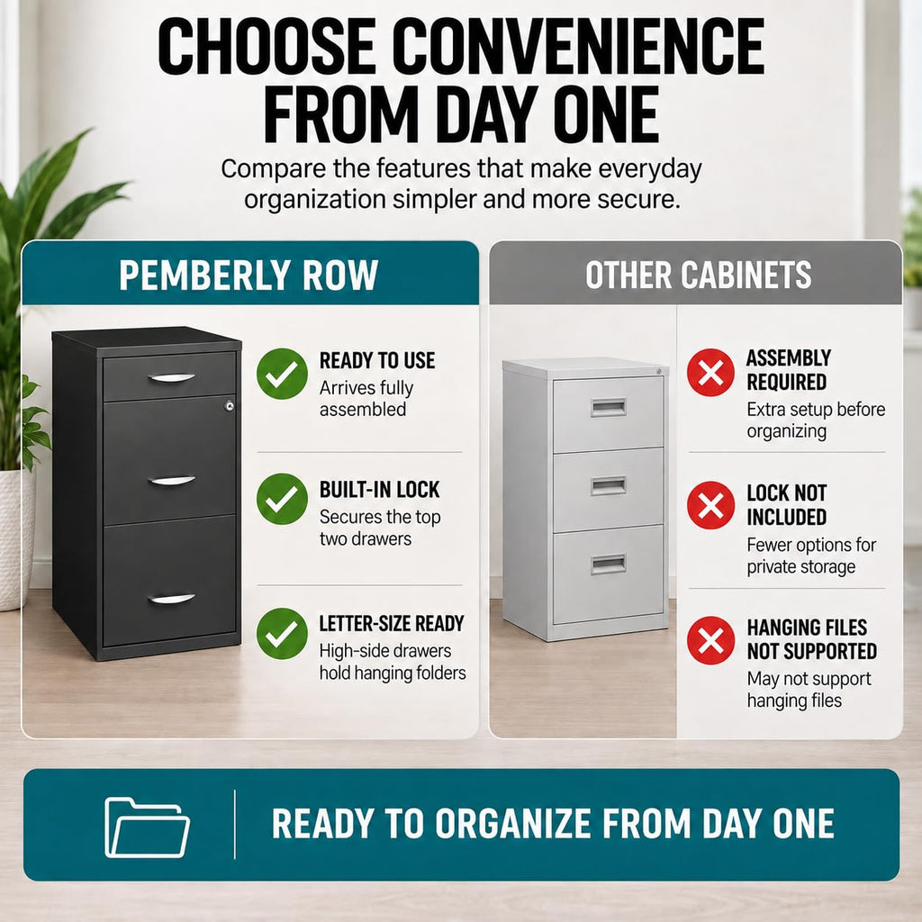 Charcoal Metal 3 Drawer Vertical Filing Cabinet V450933