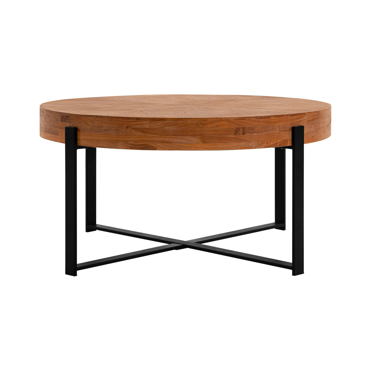 Round Coffee Table with Black Cross Legs Base H423558