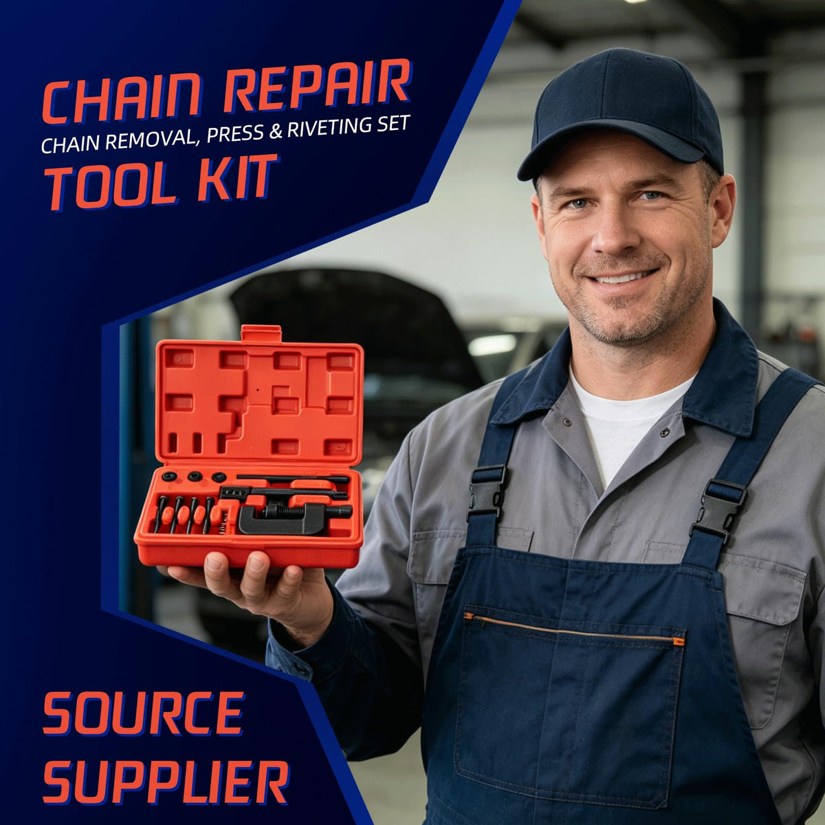 13PCS Motorcycle Chain Breaker Kit with Storage Case D6103