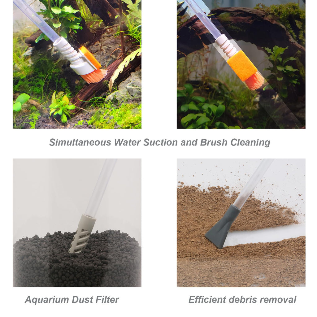 Compact Aquarium Siphon Vacuum and Water Changer Kit with Cleaning Brush P437