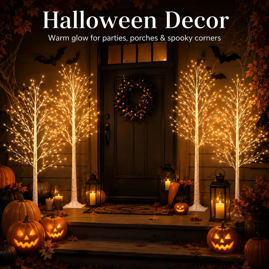4FT 64 LEDs Birch Tree with Lights I69172
